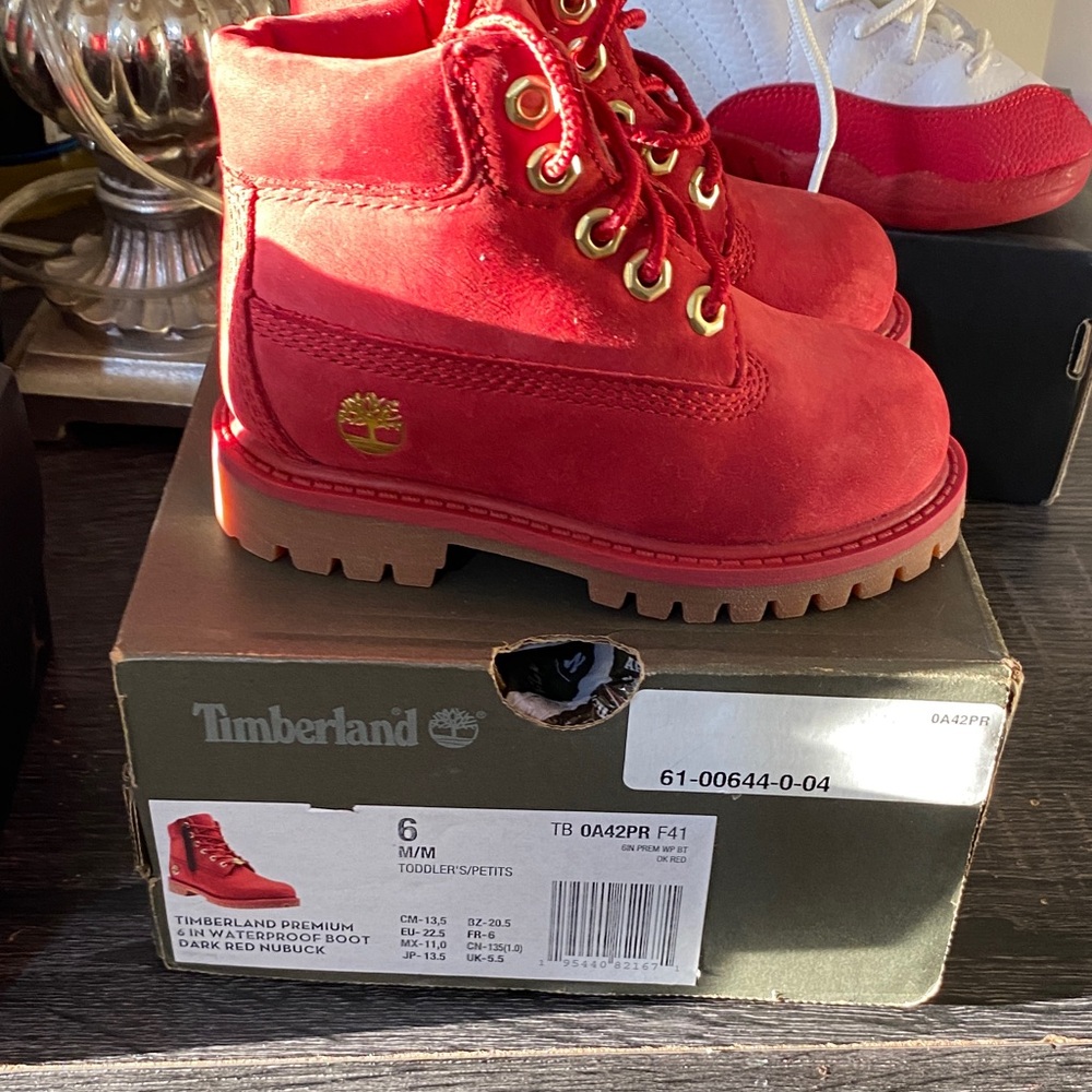 Timberland Kids Red Leather Boots
